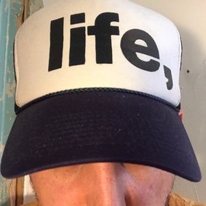 Trucker Hat that says Life, Cameo Brand
